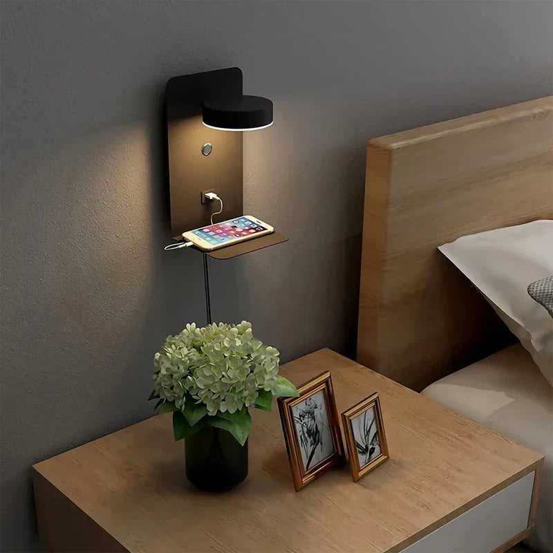 Bedroom Led Wall Lamps with USB Charge Wall Light Indoor Lamp for Living Room Decor Wall Panels with Switch Aisle