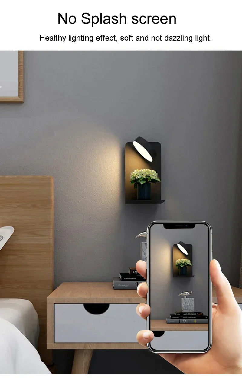 Bedroom Led Wall Lamps with USB Charge Wall Light Indoor Lamp for Living Room Decor Wall Panels with Switch Aisle