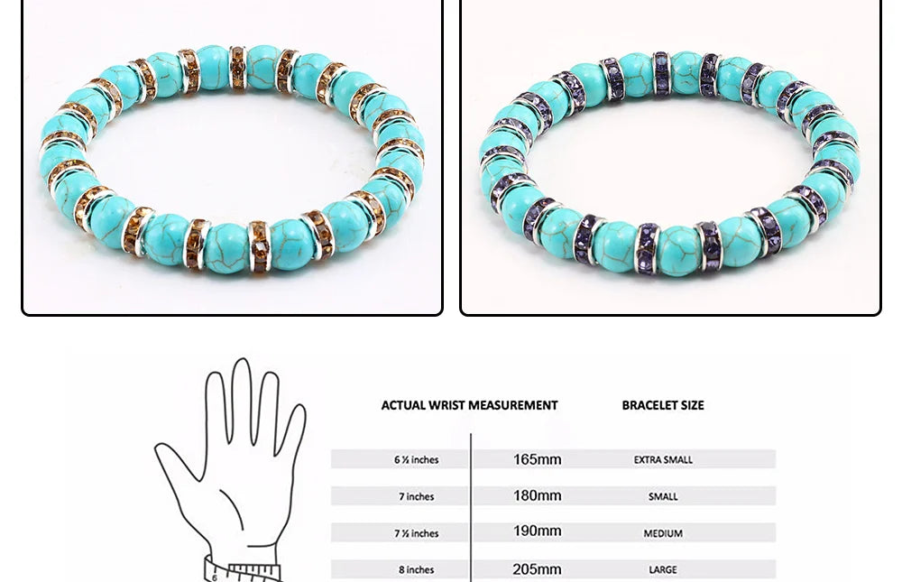 Blue Beaded Bracelet Charm Natural Stone Crystal Septa Stretch Women Bracelets & Bangles Fashion Yoga Jewelry Couple