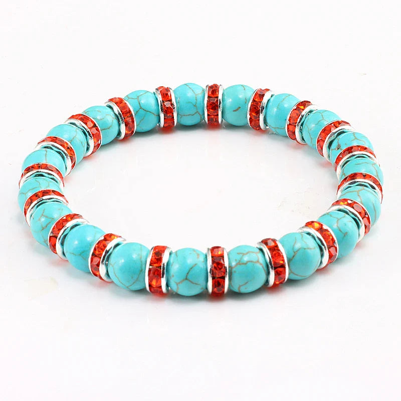 Blue Beaded Bracelet Charm Natural Stone Crystal Septa Stretch Women Bracelets & Bangles Fashion Yoga Jewelry Couple