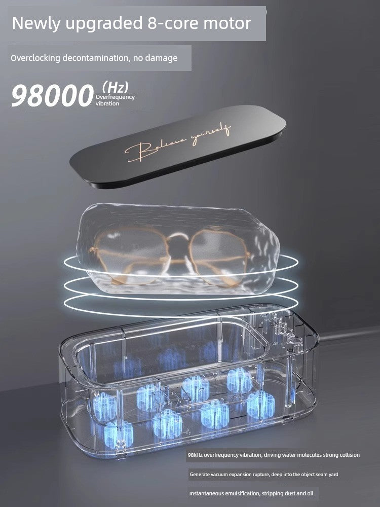 Blue Light Ultrasonic Cleaning Machine For Home Glasses Washing Jewelry Contact Lens Case Tooth Socket Automatic