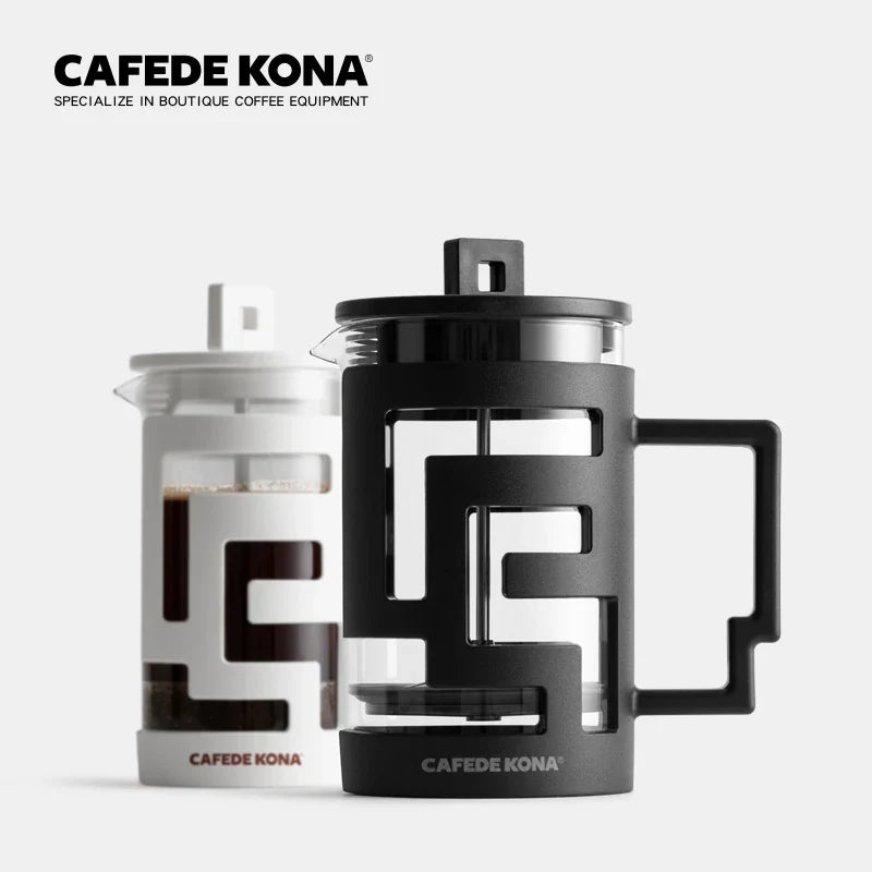 CAFEDE KONA French Press Coffee Press Tea Coffee Maker Glass Coffee Pot High Density Stainless Steel Mesh Heat