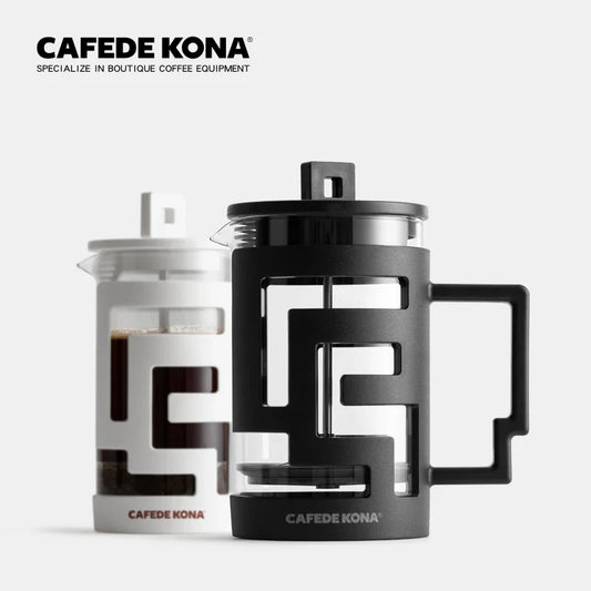 CAFEDE KONA French Press Coffee Press Tea Coffee Maker Glass Coffee Pot High Density Stainless Steel Mesh Heat