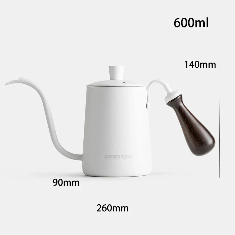 CAFEDE KONA Pour-over Kettle For Coffee And Tea 600ml Rosewood handle Stainless Steel Gooseneck Specialty Kettle