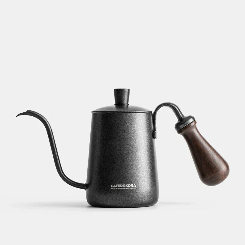 CAFEDE KONA Pour-over Kettle For Coffee And Tea 600ml Rosewood handle Stainless Steel Gooseneck Specialty Kettle