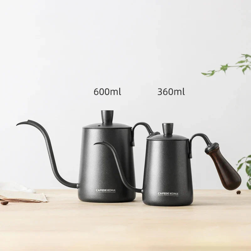 CAFEDE KONA Pour-over Kettle For Coffee And Tea 600ml Rosewood handle Stainless Steel Gooseneck Specialty Kettle