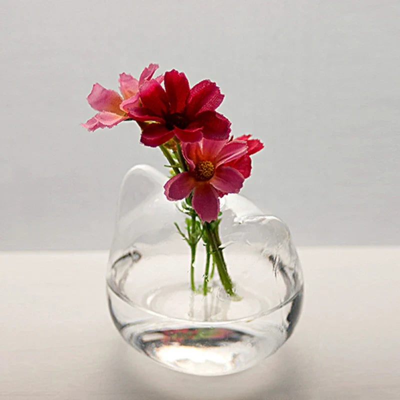 Cat Shaped Glass Vase Hydroponic Plant Flower Vase Terrarium Container Pot Decor Art Gift