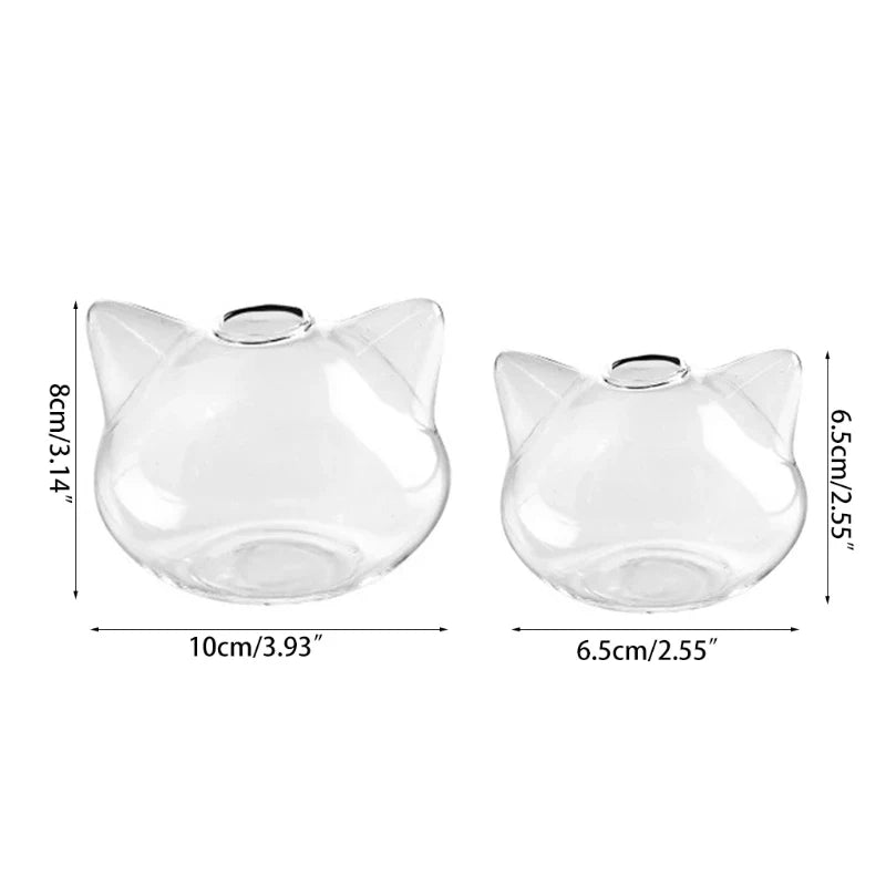 Cat Shaped Glass Vase Hydroponic Plant Flower Vase Terrarium Container Pot Decor Art Gift