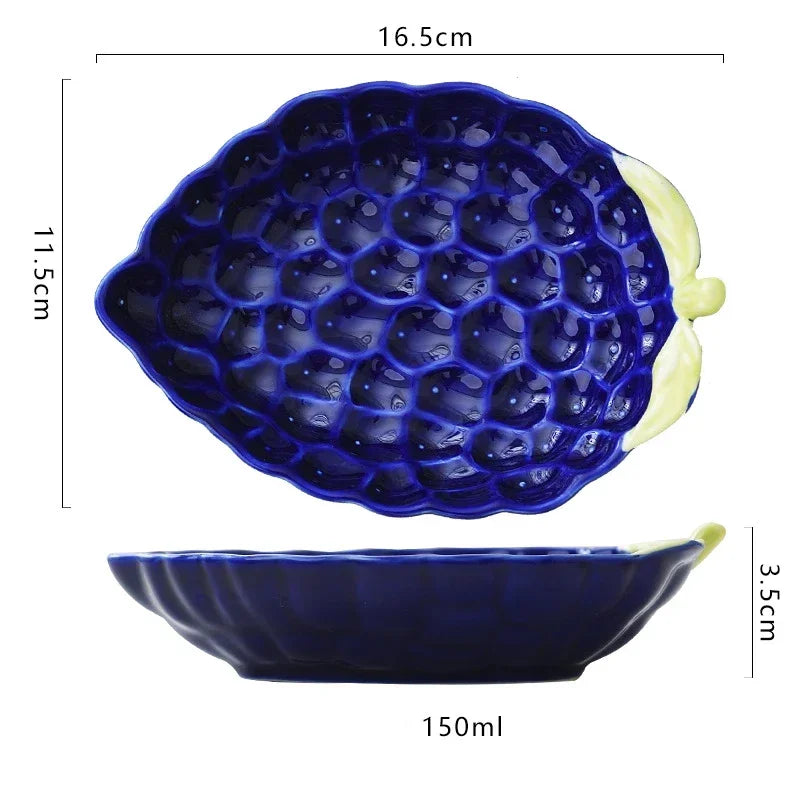 Ceramic Fruit Shape Tray Novelty Grape Lemon Shape Salad Bowl Dessert Snack Dish Breakfast Cereal Plate Kitchen