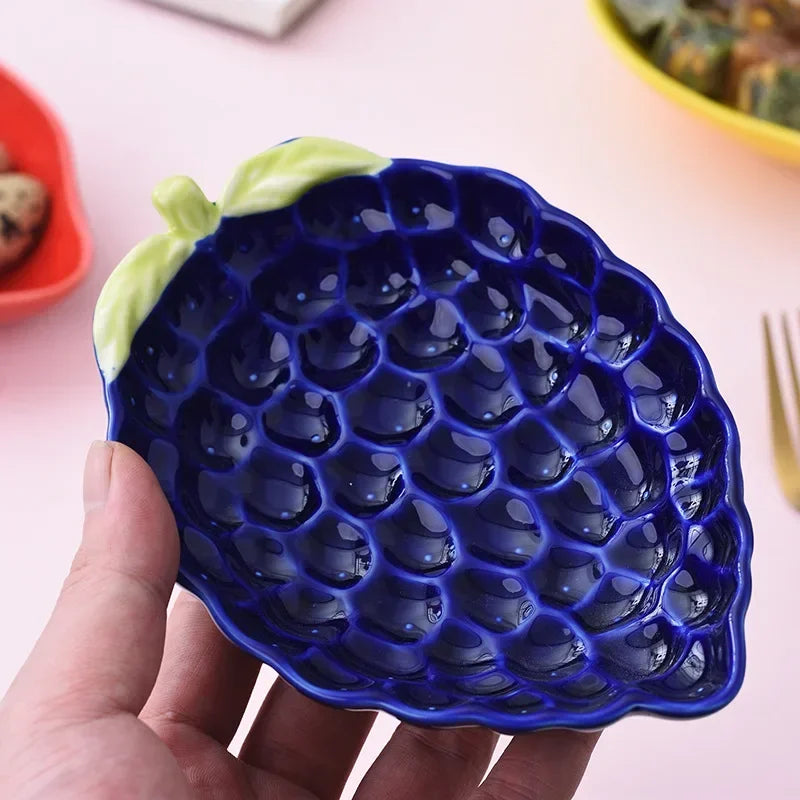 Ceramic Fruit Shape Tray Novelty Grape Lemon Shape Salad Bowl Dessert Snack Dish Breakfast Cereal Plate Kitchen