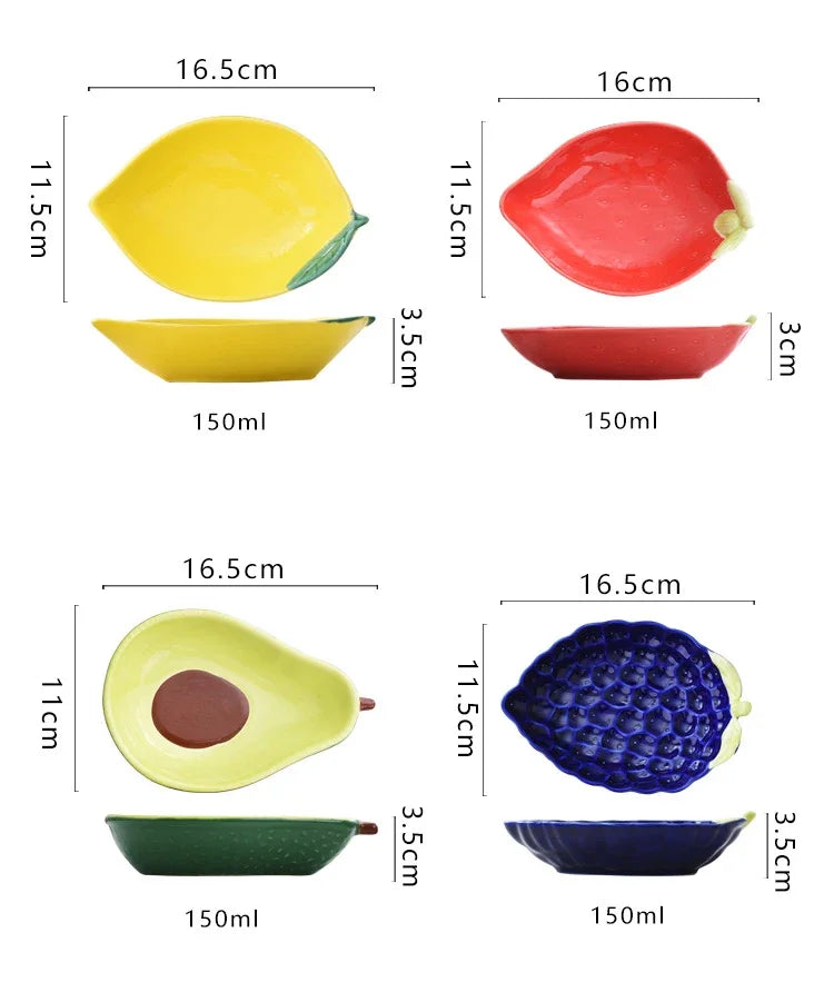 Ceramic Fruit Shape Tray Novelty Grape Lemon Shape Salad Bowl Dessert Snack Dish Breakfast Cereal Plate Kitchen