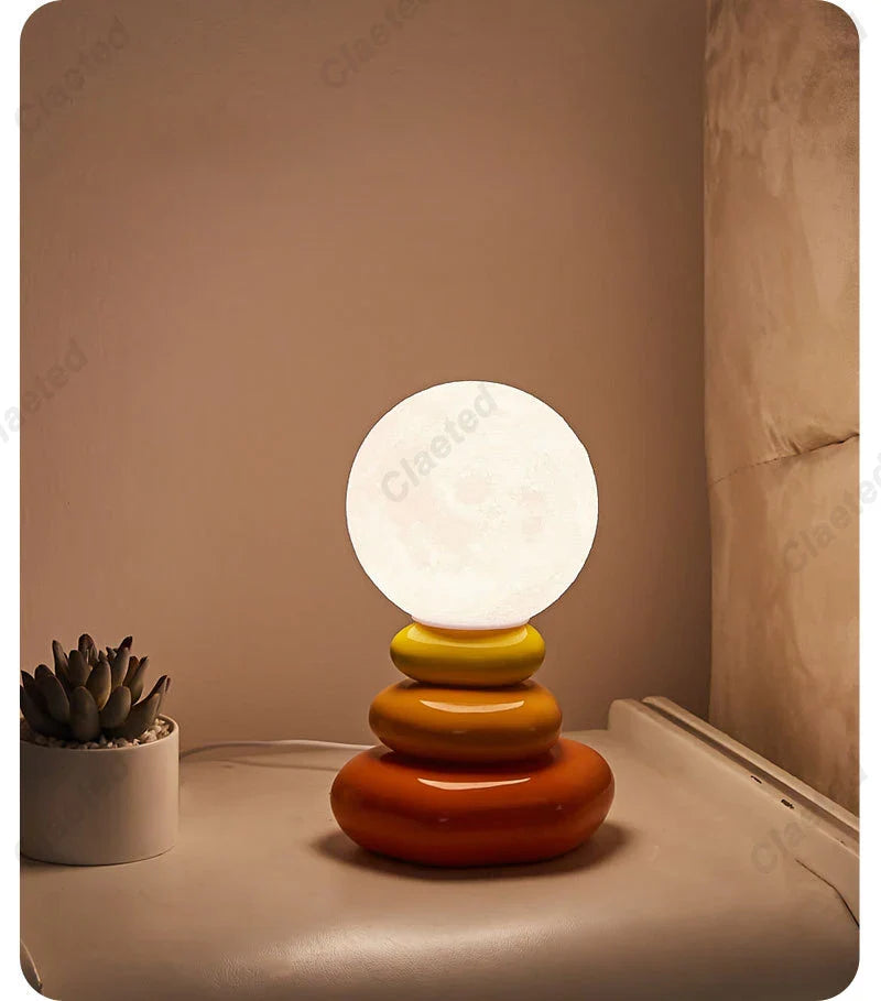 Colorful Stone Table Lamp Bedroom Bedside Lamp Creative Nordic Stacked Stone Shape Living Room Advanced Atmosphere