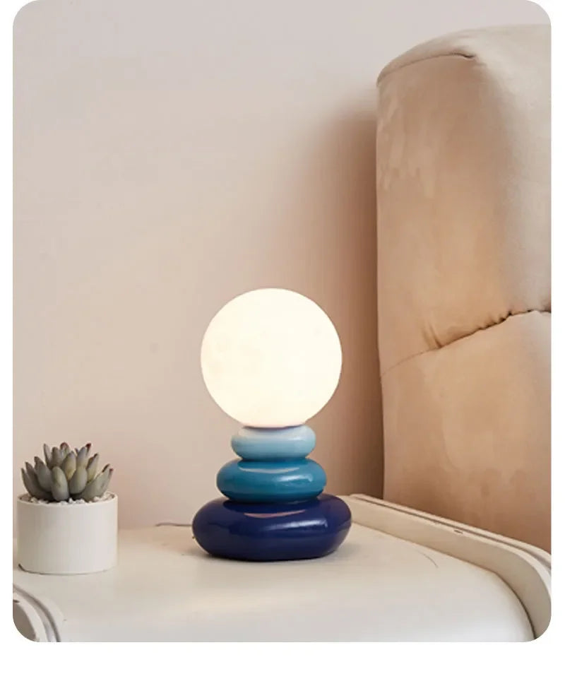 Colorful Stone Table Lamp Bedroom Bedside Lamp Creative Nordic Stacked Stone Shape Living Room Advanced Atmosphere