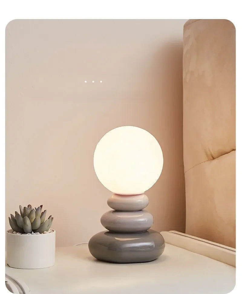 Colorful Stone Table Lamp Bedroom Bedside Lamp Creative Nordic Stacked Stone Shape Living Room Advanced Atmosphere