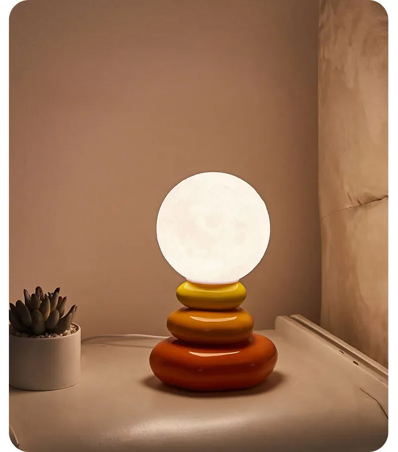 Colorful Stone Table Lamp Bedroom Bedside Lamp Creative Nordic Stacked Stone Shape Living Room Advanced Atmosphere