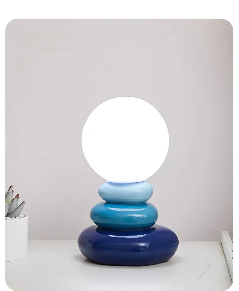 Colorful Stone Table Lamp Bedroom Bedside Lamp Creative Nordic Stacked Stone Shape Living Room Advanced Atmosphere