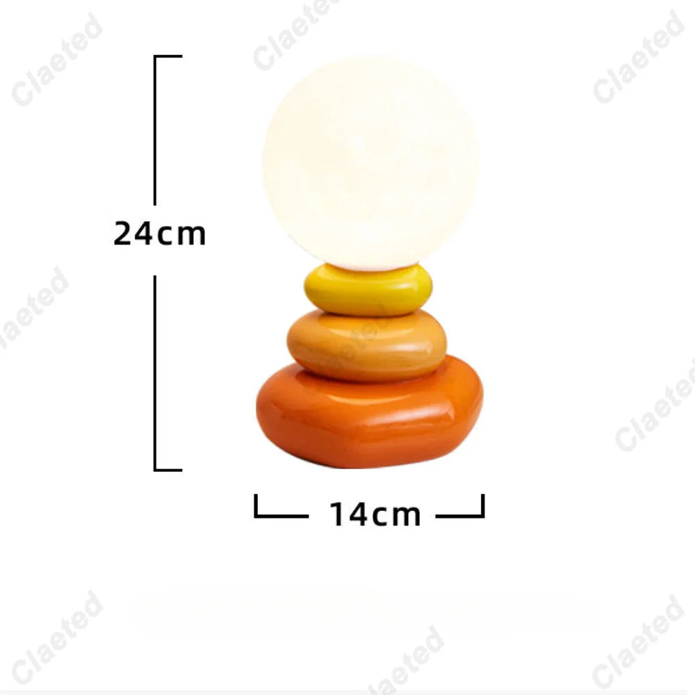 Colorful Stone Table Lamp Bedroom Bedside Lamp Creative Nordic Stacked Stone Shape Living Room Advanced Atmosphere