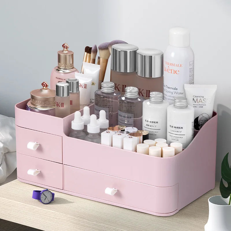 Cosmetic storage box drawer style Makeup brush and lipstick compartment shelf Dressing table desktop organizer box