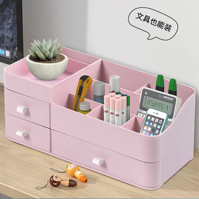 Cosmetic storage box drawer style Makeup brush and lipstick compartment shelf Dressing table desktop organizer box