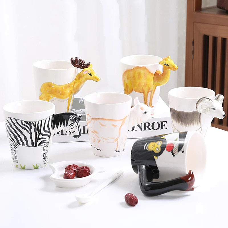 Creative 3D Animal Ceramic Mug Holiday Gift Coffee Mug Cartoon Animal Souvenir Mug Living Room Coffee Table Decorative