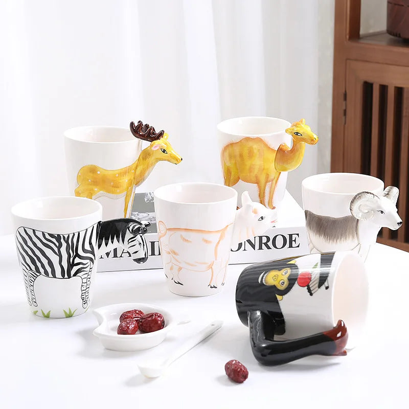 Creative 3D Animal Ceramic Mug Holiday Gift Coffee Mug Cartoon Animal Souvenir Mug Living Room Coffee Table Decorative