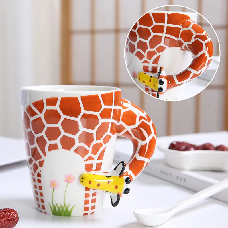 Creative 3D Animal Ceramic Mug Holiday Gift Coffee Mug Cartoon Animal Souvenir Mug Living Room Coffee Table Decorative