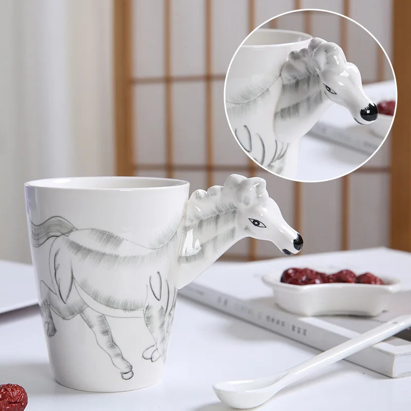 Creative 3D Animal Ceramic Mug Holiday Gift Coffee Mug Cartoon Animal Souvenir Mug Living Room Coffee Table Decorative