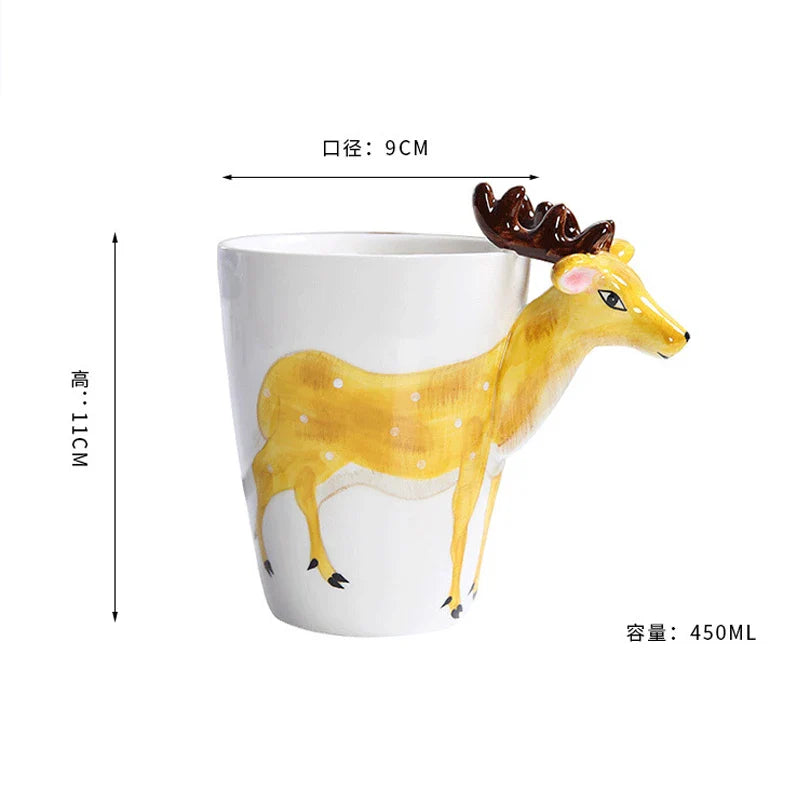 Creative 3D Animal Ceramic Mug Holiday Gift Coffee Mug Cartoon Animal Souvenir Mug Living Room Coffee Table Decorative