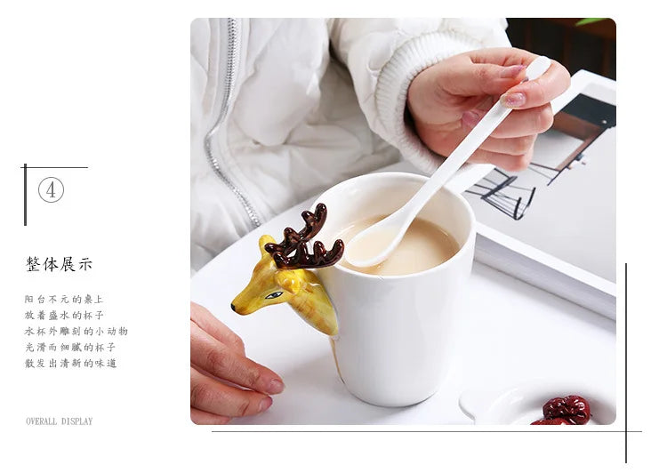 Creative 3D Animal Ceramic Mug Holiday Gift Coffee Mug Cartoon Animal Souvenir Mug Living Room Coffee Table Decorative