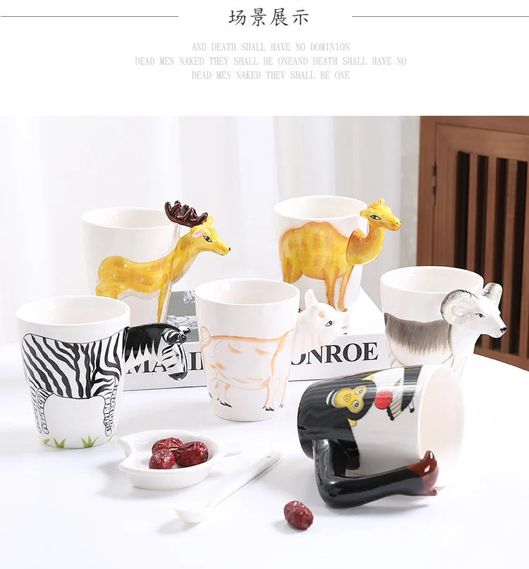 Creative 3D Animal Ceramic Mug Holiday Gift Coffee Mug Cartoon Animal Souvenir Mug Living Room Coffee Table Decorative