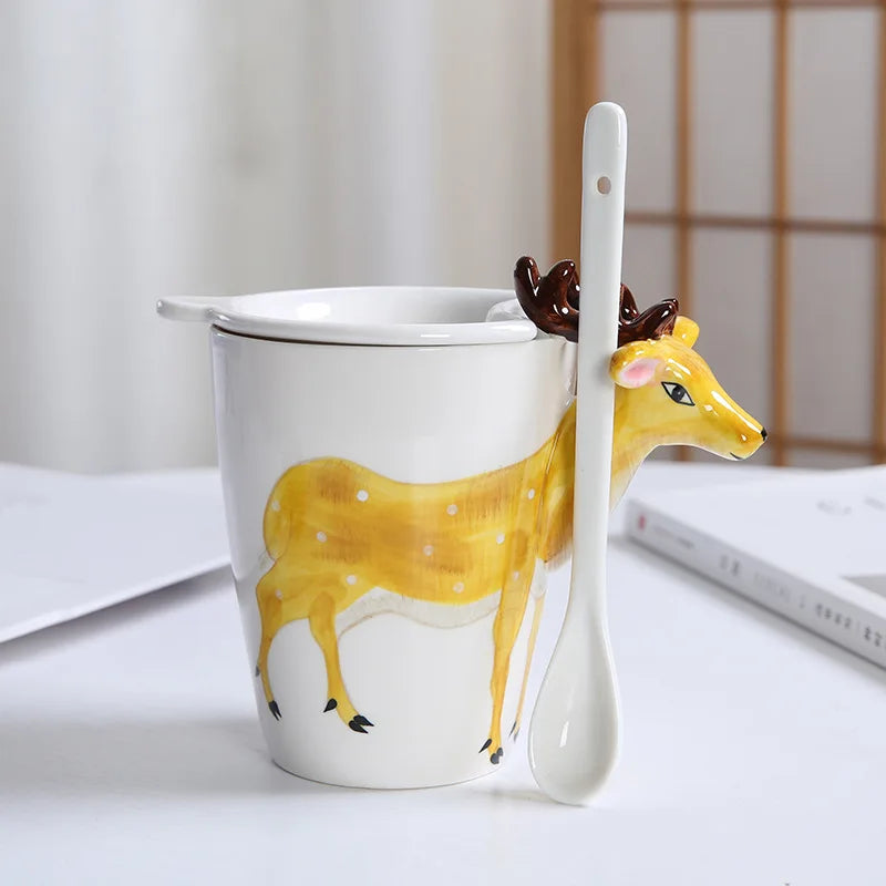 Creative 3D Animal Ceramic Mug Holiday Gift Coffee Mug Cartoon Animal Souvenir Mug Living Room Coffee Table Decorative