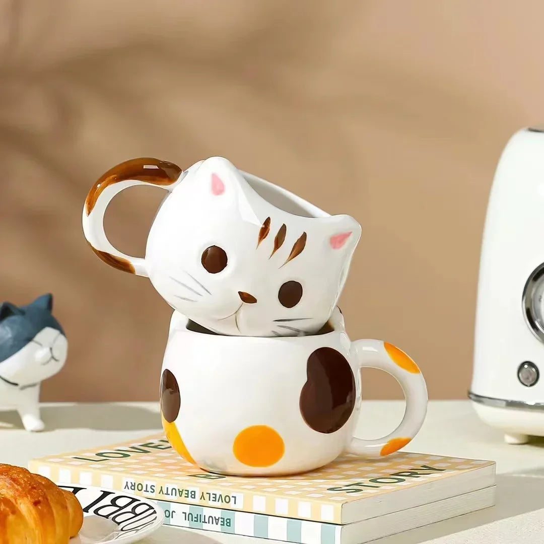 Creative Cat Shaped Mug Cups of Coffee Cup to Go Personalized Gifts Cute and Different Cups Ceramics & Pottery Original