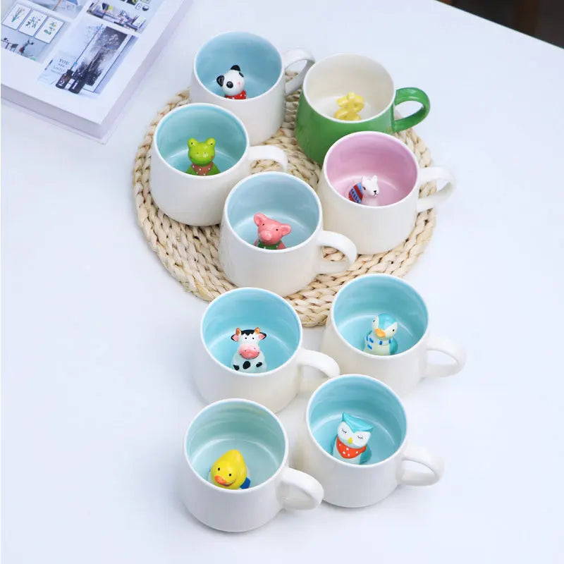 Creative Cute 3D Animals Shape Ceramic Mug Milk Coffee Cup With Handle For Gift Home Kitchen Drinkware Muti-Shape Mugs