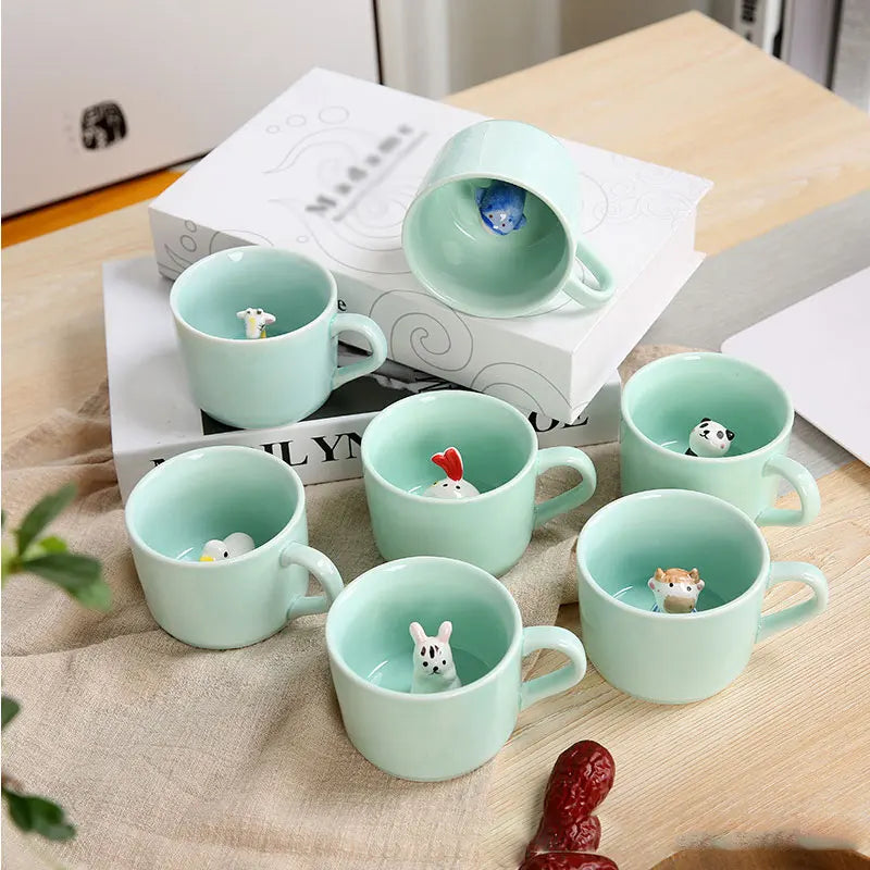 Creative Cute 3D Animals Shape Ceramic Mug Milk Coffee Cup With Handle For Gift Home Kitchen Drinkware Muti-Shape Mugs