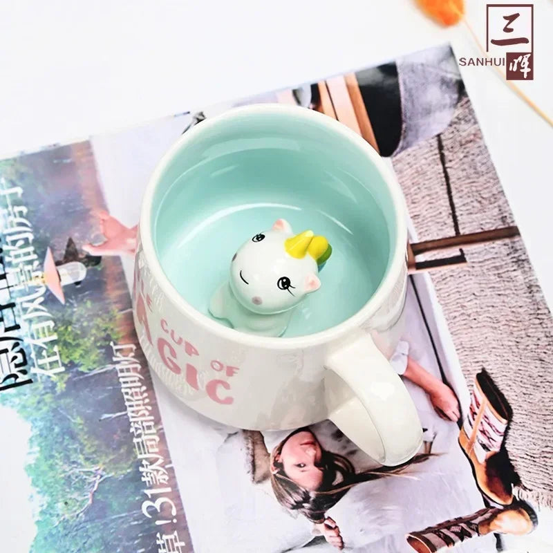 Creative Cute 3D Animals Shape Ceramic Mug Milk Coffee Cup with Handle for Gift Home Kitchen Drinkware Multishape Mugs