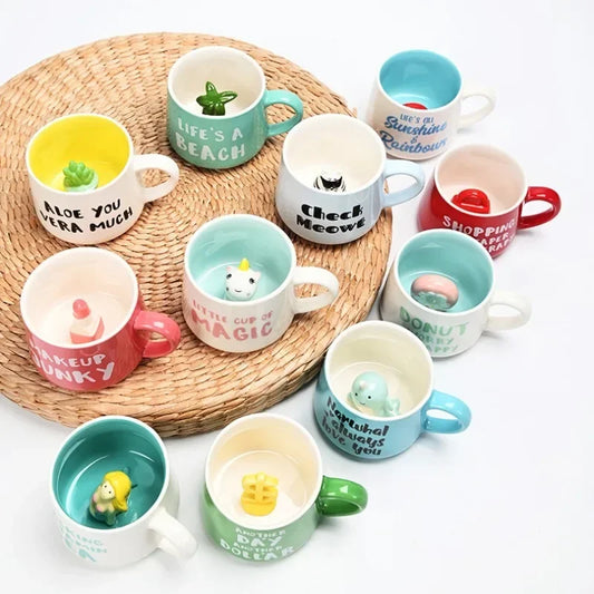 Creative Cute 3D Animals Shape Ceramic Mug Milk Coffee Cup with Handle for Gift Home Kitchen Drinkware Multishape Mugs