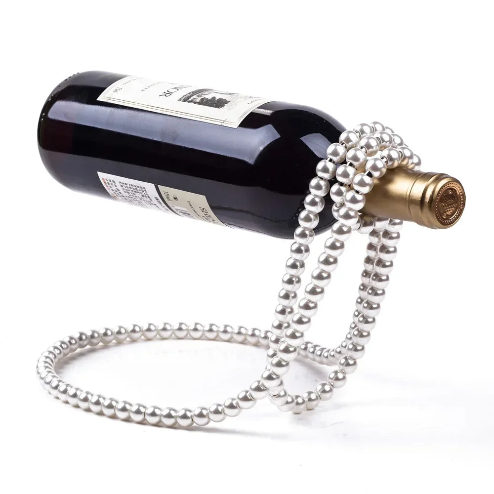 Creative and Fashionable Red Wine Rack Ornament Pearl Necklace Suspended Light Luxury Home Bedroom Decoration