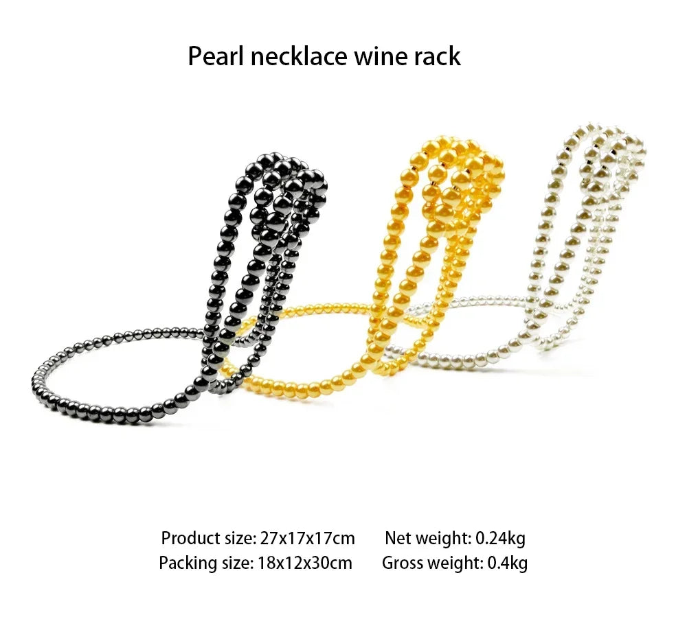 Creative and Fashionable Red Wine Rack Ornament Pearl Necklace Suspended Light Luxury Home Bedroom Decoration