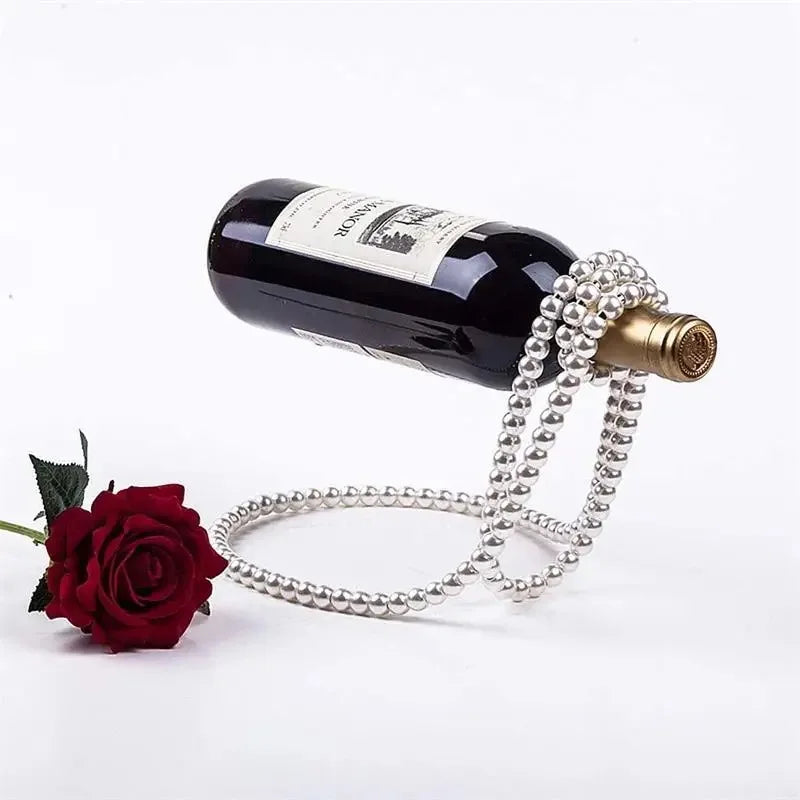 Creative and Fashionable Red Wine Rack Ornament Pearl Necklace Suspended Light Luxury Home Bedroom Decoration