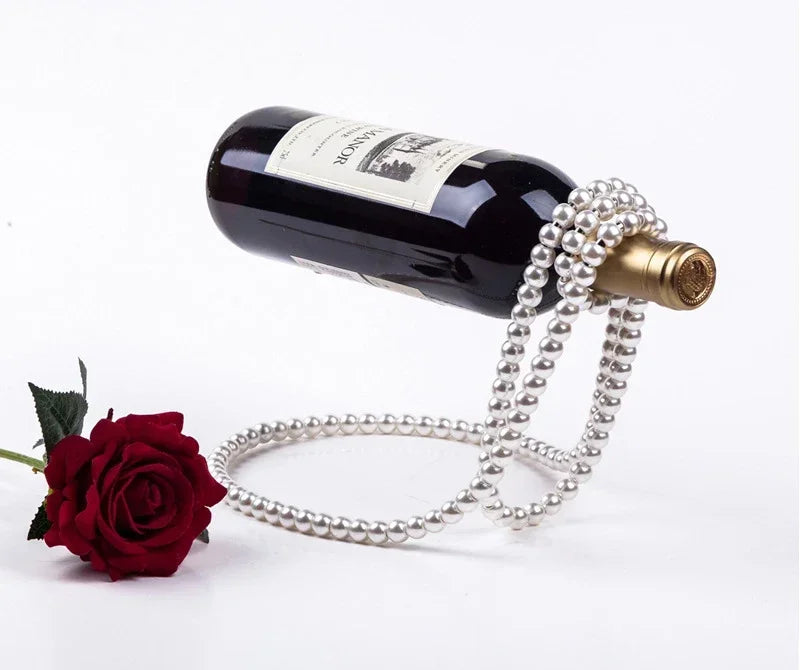 Creative and Fashionable Red Wine Rack Ornament Pearl Necklace Suspended Light Luxury Home Bedroom Decoration