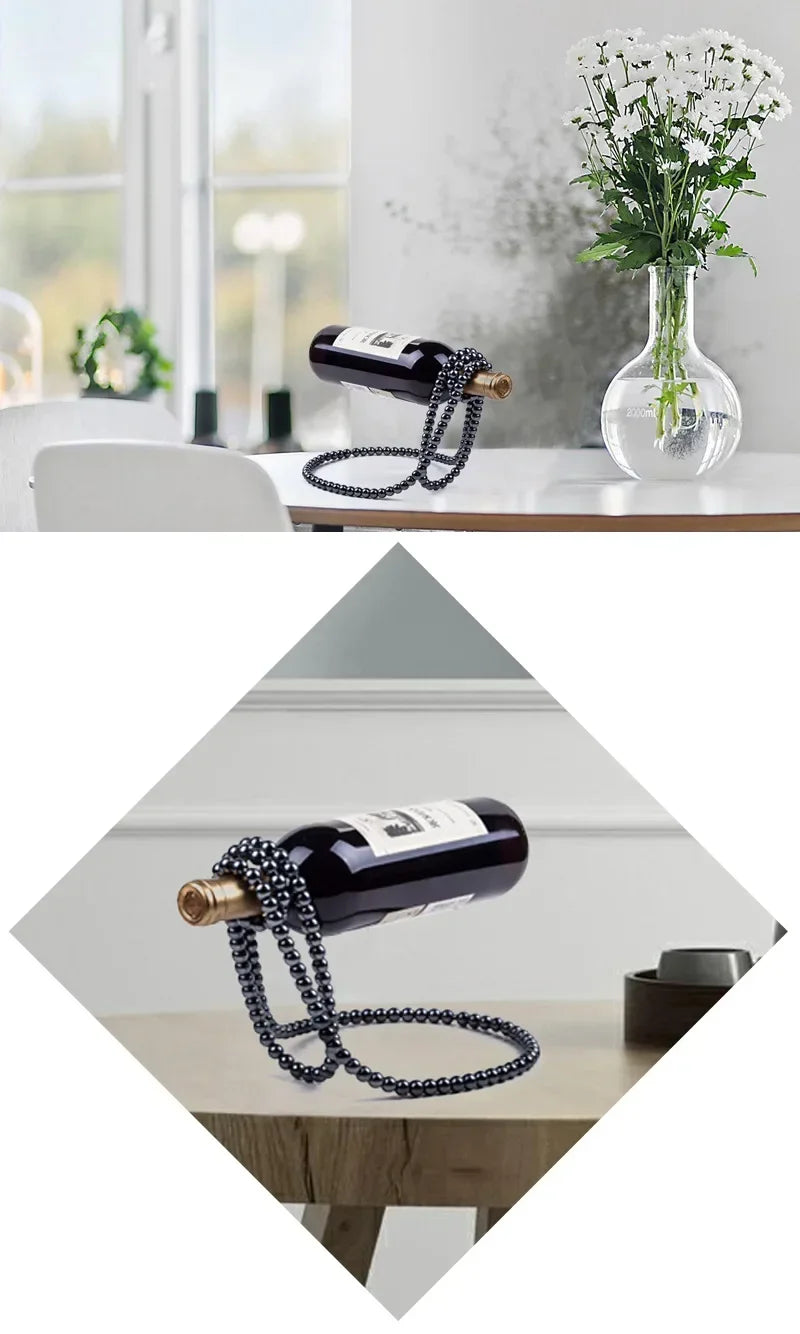 Creative and Fashionable Red Wine Rack Ornament Pearl Necklace Suspended Light Luxury Home Bedroom Decoration