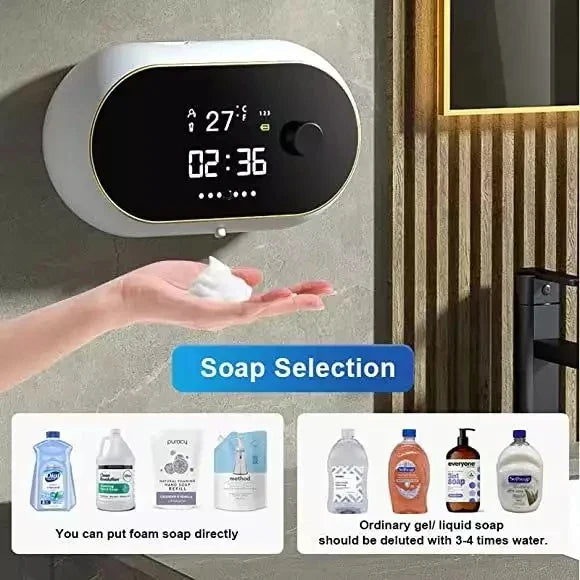 Creative Liquid Foam Soap Dispensers Time Temperature Display Human Body Induction Hand Wash Waterproof Automatic Soap