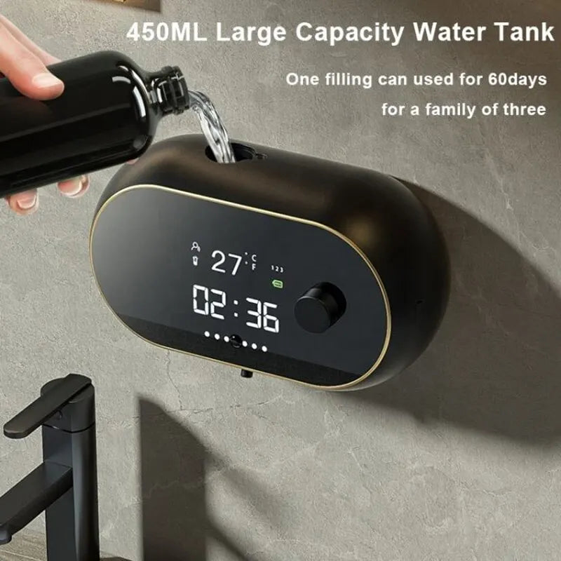 Creative Liquid Foam Soap Dispensers Time Temperature Display Human Body Induction Hand Wash Waterproof Automatic Soap