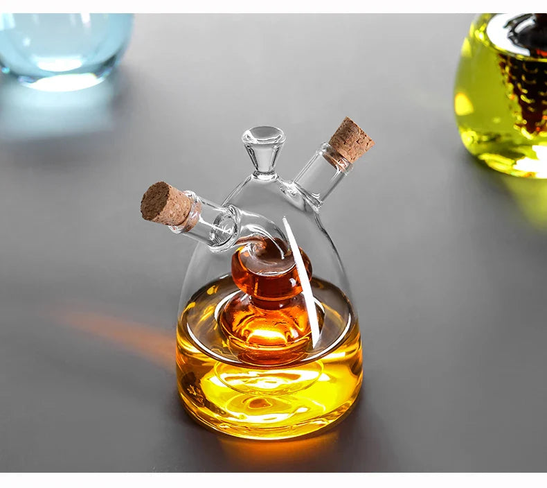 Creative Oil Pot Glass Kitchen Household Oil Vinegar Bottle Seasoning Bottle Two-in-one Thickened Lead-free Double