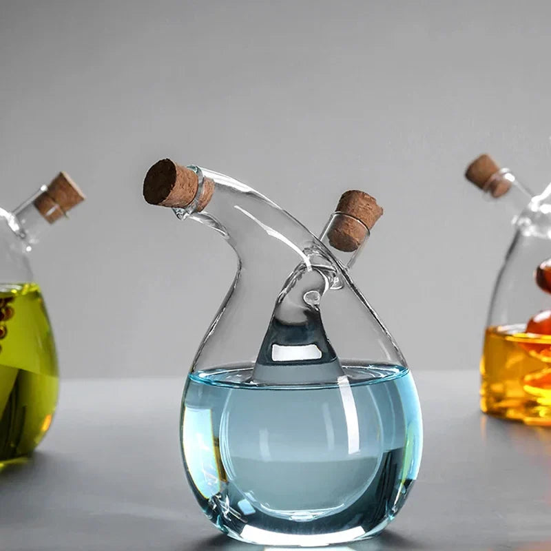 Creative Oil Pot Glass Kitchen Household Oil Vinegar Bottle Seasoning Bottle Two-in-one Thickened Lead-free Double