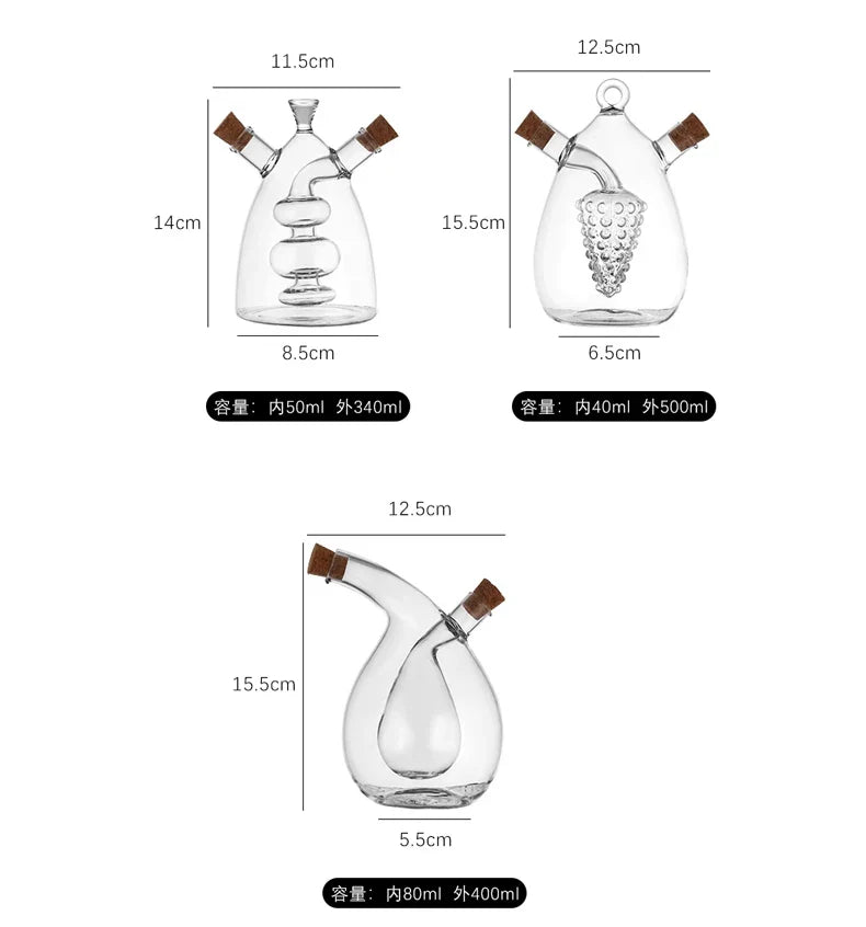 Creative Oil Pot Glass Kitchen Household Oil Vinegar Bottle Seasoning Bottle Two-in-one Thickened Lead-free Double