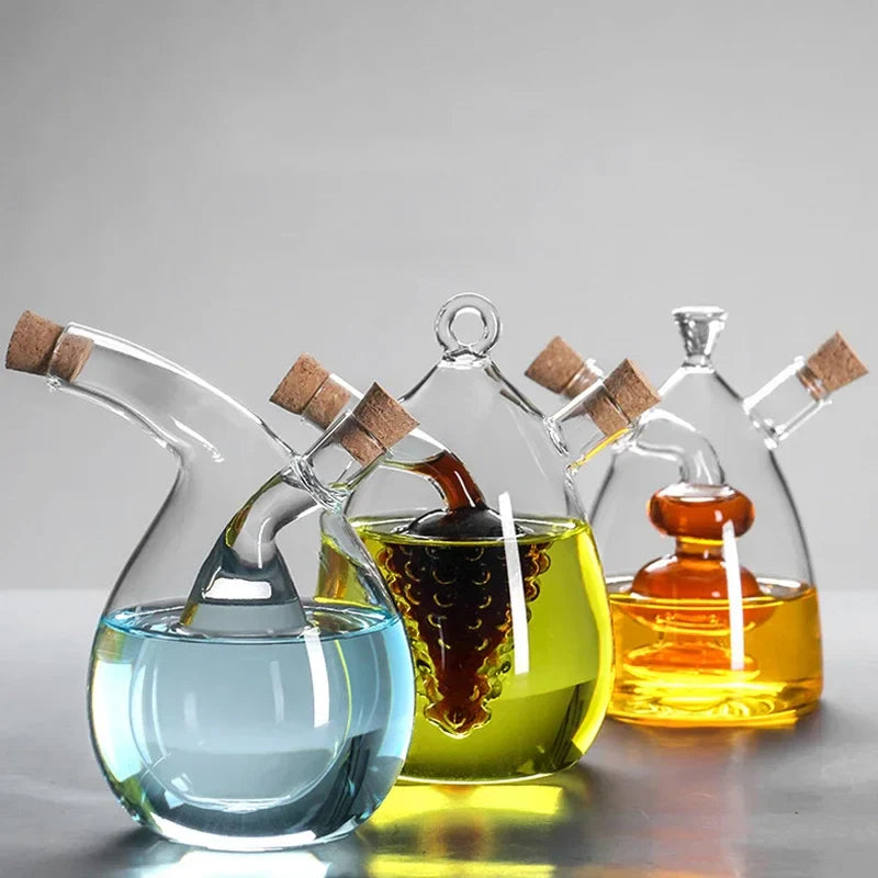 Creative Oil Pot Glass Kitchen Household Oil Vinegar Bottle Seasoning Bottle Two-in-one Thickened Lead-free Double