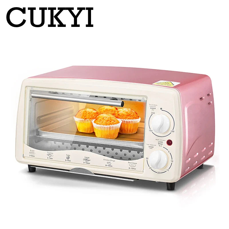 CUKYI 12L Electric oven intelligent temperature control kitchen appliance with removable crumbs tray cake pizza baking