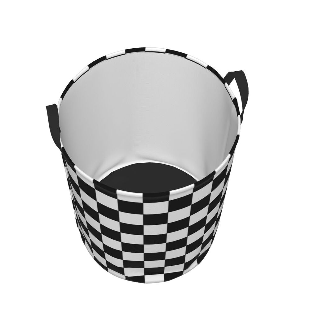 Custom Black And White Checkered Laundry Basket Collapsible Large Clothing Storage Bin Geometric Checkerboard Baby