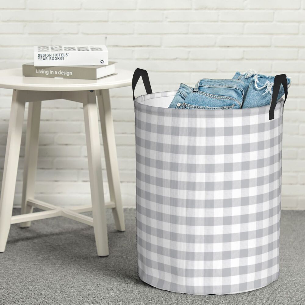 Custom Black And White Checkered Laundry Basket Collapsible Large Clothing Storage Bin Geometric Checkerboard Baby